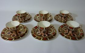 Six Royal Crown Derby trios, pattern no.