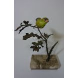 Albany bronze and china study 'Green Finch' H23cm