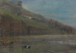 Albert Goodwin (British 1845-1932): Tate Hill Sands 'Whitby', pastel signed titled and dated 1909,