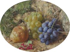 John Sherrin (British 1819-1896): Still Life of Fruit, oval watercolour,