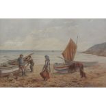 Edward C Booth (British 1821-c1893): 'Boats on the Beach - Yorkshire Coast',
