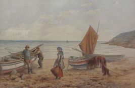 Edward C Booth (British 1821-c1893): 'Boats on the Beach - Yorkshire Coast',