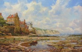 Barry Arthur Peckham (British 1945-): 'Robin Hoods Bay', oil on  canvas signed and dated 2006,