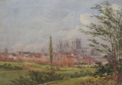 Circle of Thomas Shotter Boys (1803-1874): Study of York Minster and its environs from the south