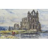 Rowland Henry Hill (Staithes Group 1873-1952): Whitby Abbey, watercolour signed and dated 1932,