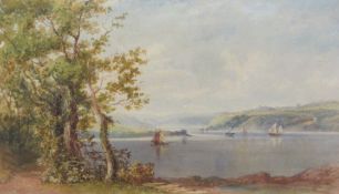 Mary Weatherill (British 1834-1913): Lake scene, watercolour initialled 20cm x 35.
