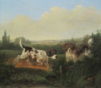 Johan Marie Henri Ten Kate (Dutch 1831-1910): Hunting Dogs in Landscape,