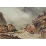 Henry Barlow Carter (British 1804-1868): Running into Staithes in Stormy Seas,