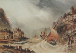 Henry Barlow Carter (British 1804-1868): Running into Staithes in Stormy Seas,