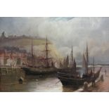 Walter Linsley Meegan (British c1860-1944): 'Scarborough Harbour' - looking towards the Spa & the