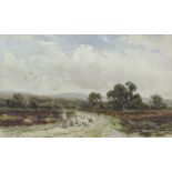 Richard William Halfnight (British 1855-1925): Sheep on a Country Lane,