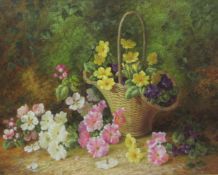 Robert Caspers (British 20th/21st century): Still Life Basket of Primulas and other Flowers,