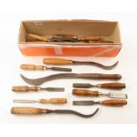 3 mortice lock chisels and 17 chisels an