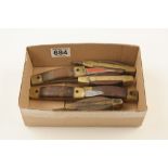 Six rosewood and brass marking knives G