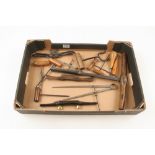 A box of tools including shaves, sack ho