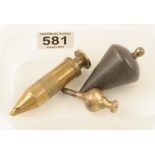 Two brass plumb bobs and another G+