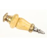 A shapely 5" ivory and brass plumb bob w