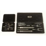 A German silver drawing set and a set of