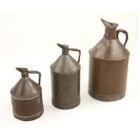 A set of three large KAYE'S oil cans 11"