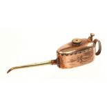 A rare miniature copper and brass oilcan