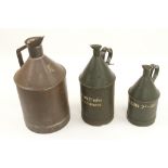 A set of three large KAYE'S oil cans 12"