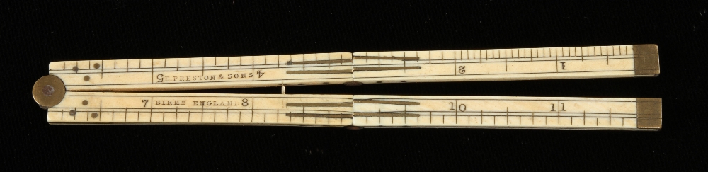 A 12" four fold ivory rule by PRESTON wi