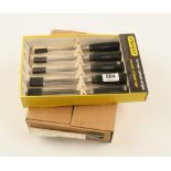 An unused set of five bevel edge chisels by STANLEY 6mm - 25mm in orig box G++