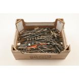 A large quantity of drill bits