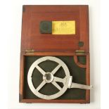 A 6" German silver protractor with radius arm by STANLEY London in orig fitted mahogany box with