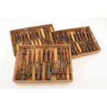 A kit of 67 ornamental turners tools with various handles 30 by HOLTZAPFFEL others by BUCK & FENN