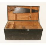 A pine chest with six saws