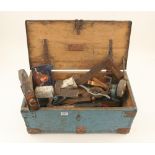 A pine box of tools