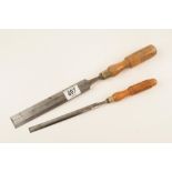 Two bevel edge chisels by MARPLES 1/2 " and 1 1/4" G+