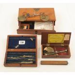 A steel balance with brass pans by W&T AVERY in orig mahogany box and two part sets of scales and