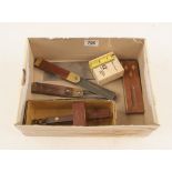 A little used MARPLES mortice gauge in orig box, two bevels and a square G+