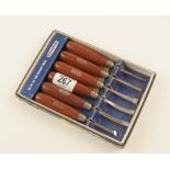 A set of six carving tools by MARPLES No 153 in orig box G++