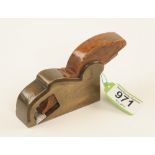 A pretty steel soled brass bullnose plane with boxwood wedge. Iron by Sorby G+