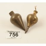 Two brass plumb bobs G