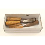 A set of six carving tools by ADDIS (a little pitting) G
