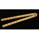 A probably unused 2' four fold boxwood and brass braille rule by RABONE No 1187 F