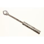 A gunsmiths small sprung powder measure with attractive heart decoration to grip 3 3/4" closed G+