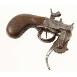 A rare and fine quality 18C French eprouvette of unusual design in the form of a pistol with walnut