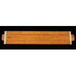 An 11" Gangarams boxwood slide rule with German silver fittings by STANLEY London with scales for