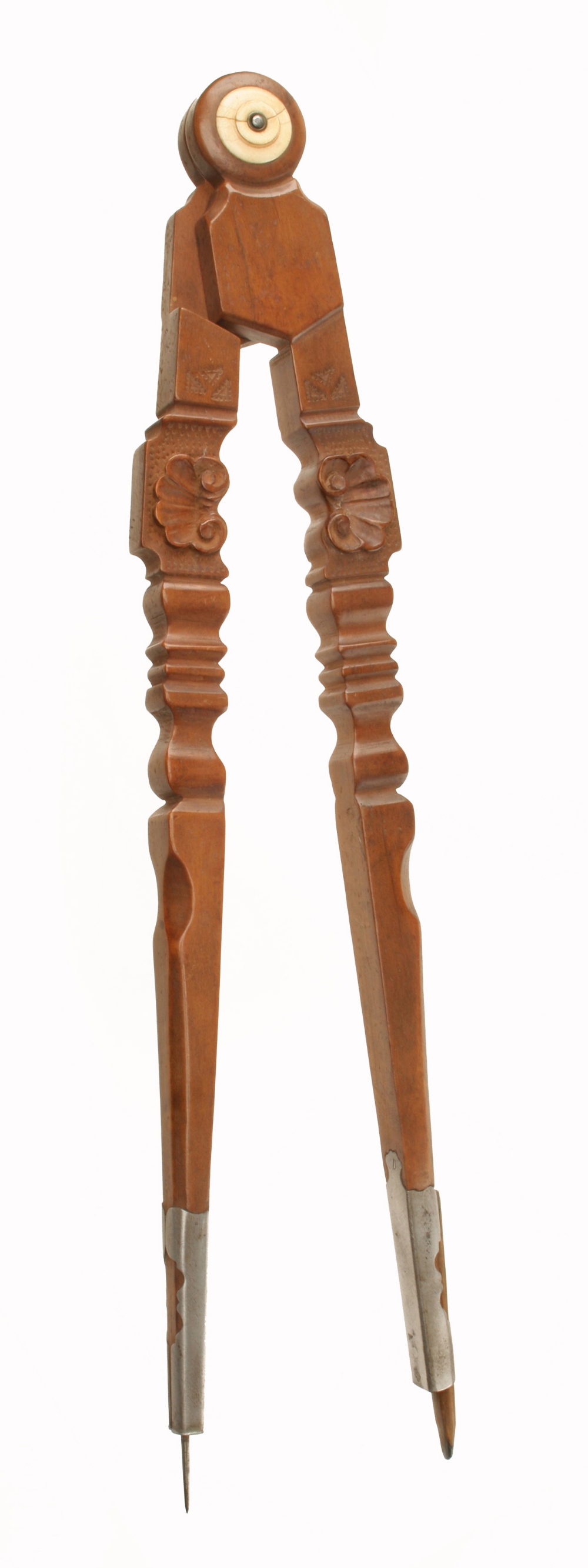 A magnificent pair of early European cherrywood dividers with superbly carved 15" legs with shell