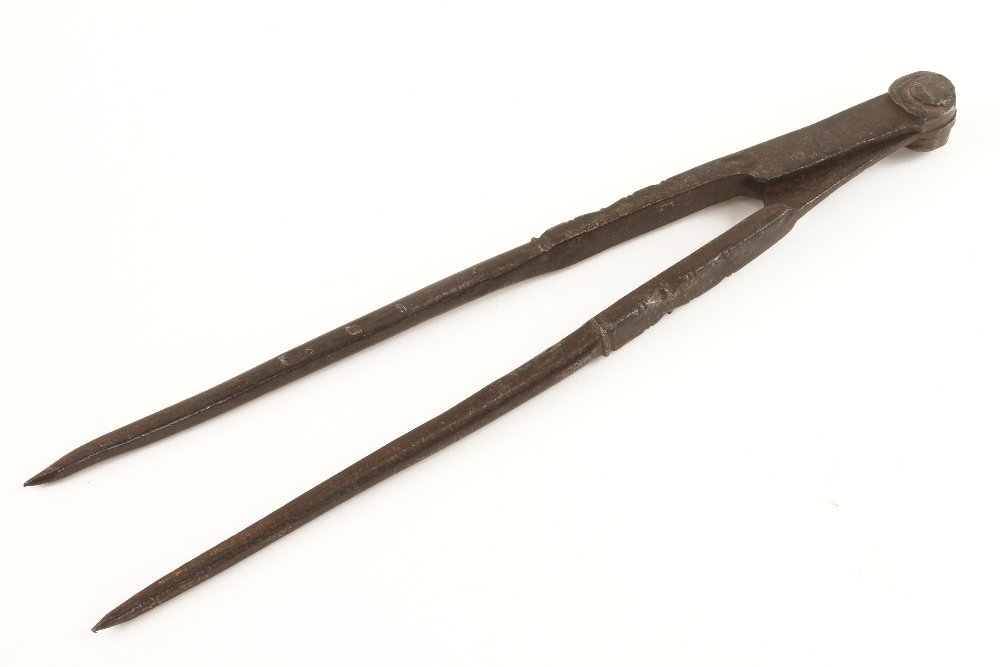 A 14" pair of probably 18c hand forged dividers with filed chamfered decoration G