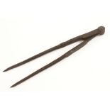 A 14" pair of probably 18c hand forged dividers with filed chamfered decoration G