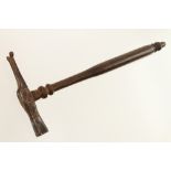 An unusual French hammer with decorative claw with date 1781 lightly stamped on head and 12" turned