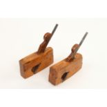 A pair of boxwood flat and compassed rebate planes 4" x 1" G+