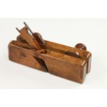 An early Austrian screw stem stick and rebate sash plane in hornbeam by WEISS & SOHN Vienna with