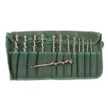 A little used set of 13 IRWIN twist bits No'd 4 to 16 in baize roll G+